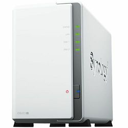 Synology DS223j, Tower, 2-bays 3.5 SATA HDD/SSD, CPU 4-core 1.7 GHz; 1 GB DDR4 non-ECC; 1 x RJ-45 1GbE LAN Port; 2 x USB 3.2 Gen1; ; 0.88 kg; 2yr warranty