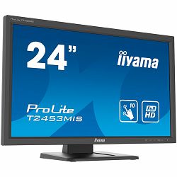 IIYAMA T2453MIS-B1 - 24" Infrared 10P Touch, 1920x1080, VA-panel, 250cd/m2, Speakers, VGA, HDMI, DisplayPort, USB-HUB 2x 2.0, 10P touch with supported OS