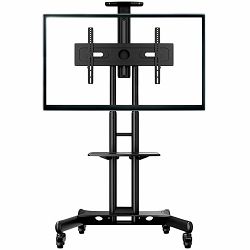 ONKRON Mobile TV Stand for 40-70” TVs with Wheels Shelves Height Adjustable Rolling TV Cart, Black