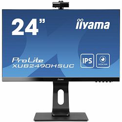 IIYAMA XUB2490HSUC-B1 Monitor 24" ETE IPS-panel, 1920x1080, Webcam 1080P Auto Focus, 13cm Height Adj. Stand, Pivot, 5ms, 250 cd/m2, Speakers, HDMI, DisplayPort, USB2.0 port  (23,8" VIS)