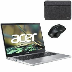 Acer Aspire 3, NX.KDEEX.00U, 15.6" FHD, AMD Ryzen 5 7520U up to 4.3GHz, 16GB DDR5, 512GB NVMe SSD, AMD Radeon 610M, no OS + Acer navlaka za notebook + Acer miš