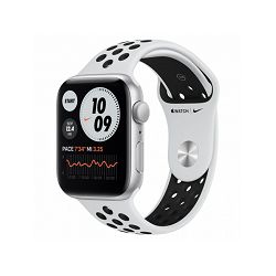 Apple Watch Nike SE 44mm Silver Aluminium Case with Pure Platinum/Black Nike Sport Band - Regular, myyh2vr/a