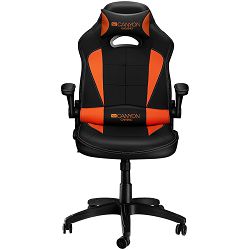 Canyon Gaming chair, PU leather, Original and Reprocess foam, Wood Frame, Butterfly mechanism, up and down armrest, Class 4 gas lift, Nylon 5 Stars Base,50mm PU caster, black+Orange.