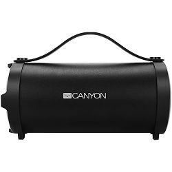 Canyon Bluetooth Speaker, BT V4.2, Jieli AC6905A, TF card support, 3.5mm AUX, micro-USB port, 1500mAh polymer battery, Black, cable length 0.6m, 242*118*118mm, 0.834kg