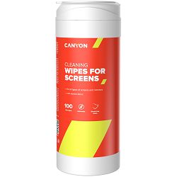 Canyon Screen Cleaning Wipes, Wet cleaning wipes made of non-woven fabric, with antistatic and disinfectant effects, 100 wipes, 80x80x185mm, 0.258kg