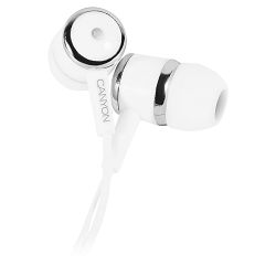Stereo earphones with microphone, White
