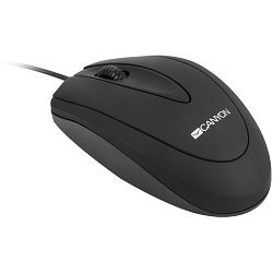 CANYON CM-1 wired optical Mouse with 3 buttons, DPI 1000, Black, cable length 1.8m, 100*51*29mm, 0.07kg