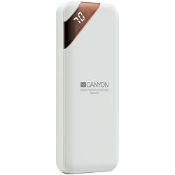CANYON Power bank 5000mAh  Li-poly battery, Input 5V/2A, Output 5V/2.1A, with Smart IC and power display, White, USB cable length 0.25m, 115*50*12mm, 0.120Kg