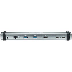 Canyon Multiport Docking Station with 7 ports: 2*Type C+1*HDMI+2*USB3.0+1*RJ45+1*audio 3.5mm, Input 100-240V, Output USB-C PD 5-20V/3A&USB-A 5V/1A, with type c to type c cabel 0.3m, Space gray, 226*33
