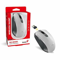 Genius NX-8008S, bežični miš, silent, bijela/siva