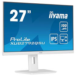 IIYAMA Monitor LED XUB2792QSU-W6 27" ETE IPS-panel, 2560x1440 QHD, 5ms, FreeSync, 15cm height adj. stand, 350cd/m², VGA, HDMI, DisplayPort, Speakers,  USB-HUB WHITE