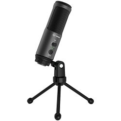 LORGAR Gaming Microphones, Black color, USB condenser mic with Volumn kob, 3.5MM headphonejack, mute button and led indicator, package including 1x F5 Microphone, 1 x 2M type-C USB Cable, 1 xTripod St
