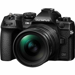 OLYMPUS OM-1 body black, M.Zuiko Digital ED 12-40mm PRO II, CB-USB13 USB cable, CC-1 Cable clip, CP-2 Cable protector, Shoulder strap, BLX-1 Li-ion battery, F-7AC AC adapter, V210011BE000