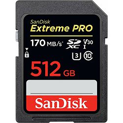 SanDisk Extreme Pro SDXC Card 512GB - 170MB/s V30 UHS-I U3, SDSDXXY-512G-GN4IN