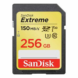 SanDisk Extreme SDXC Card 256GB 150MB/s V30 UHS-I U3, SDSDXV5-256G-GNCIN