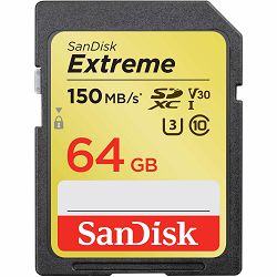 SanDisk Extreme SDXC Card 64GB 150MB/s V30 UHS-I U3, SDSDXV6-064G-GNCIN