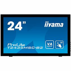IIYAMA T2435MSC 24" PCAP 10P Touch Screen, 1920x1080, VA panel, Flat Bezel Free Glass Front, DVI, HDMI, Displayport, 215cd/m2 (with touch), USB 2.0-Hub (2xOut), 3000:1 Contrast, 6ms, Built-in Webcam &