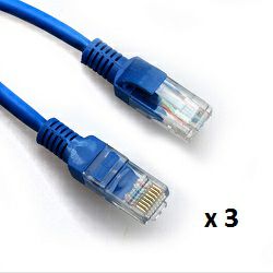SBOX patch kabel UTP Cat 5e, 10m, plavi, 3 kom
