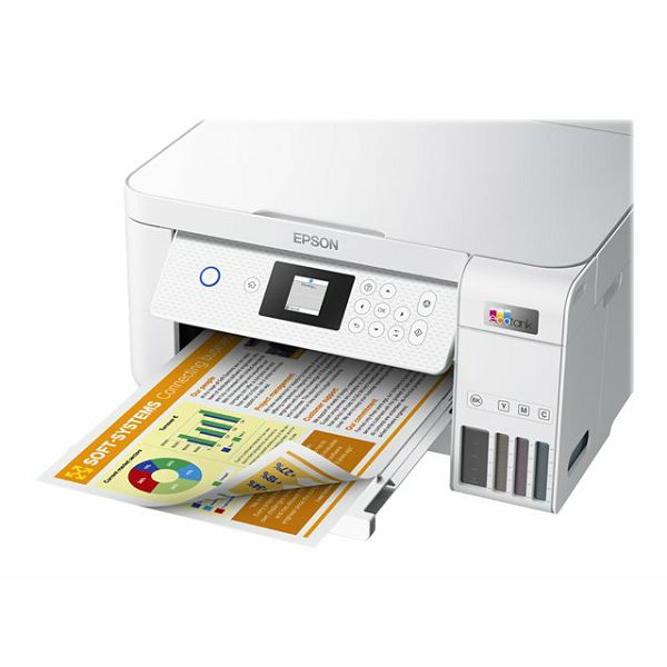 Epson L4266 - Multifunction printer - colour - ink-jet - refillable - A4 - up to 10.5 ppm - 100 sheets - USB, Wi-Fi - white, C11CJ63414
