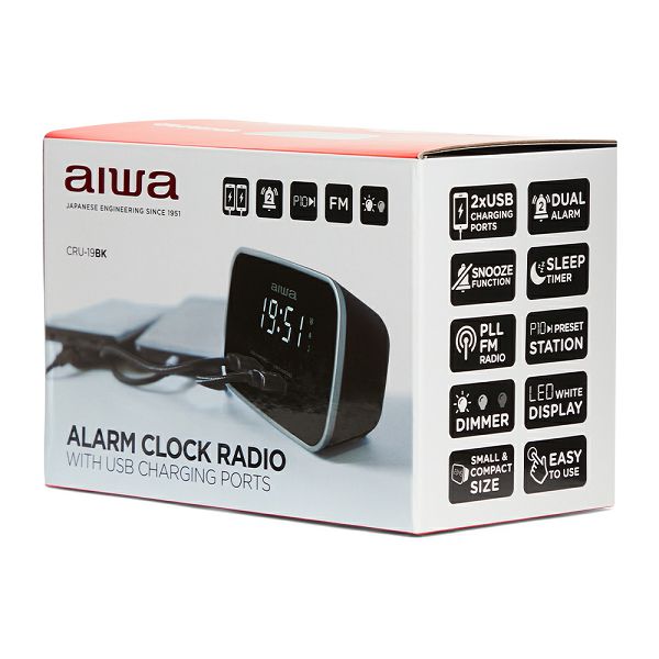 Radio budilica AIWA, 2x USB Charge CRU-19BK