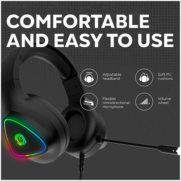 CANYON Shadder GH-6, RGB gaming headset with Microphone, Microphone frequency response: 20HZ~20KHZ,  ABS+ PU leather, USB*1*3.5MM jack plug, 2.0M PVC cable, weight: 300g, White