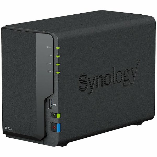 Synology DiskStation DS223, Tower, 2-bays 3.5 SATA HDD/SSD, CPU 4-core 1.7 GHz, 2 GB DDR4 non-ECC, RJ-45 1GbE LAN Port, 3 x USB 3.2 Gen 1 Port, 1.28 kg, 2y