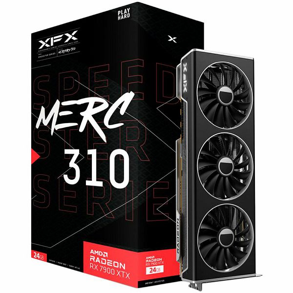 XFX AMD Video Card RX-7900XTX SPPEDSTER MERC310 Black 24GB GDDR6, 3x DP, HDMI, 3 fan, 3 slot