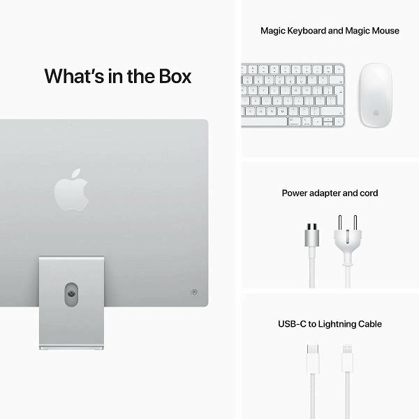 Apple iMac 24" SILVER / Apple M1 with 8-core CPU and 7-core GPU / 8GB / 256GB - CRO KB, mgtf3cr/a