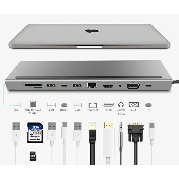 Asonic NUHCH 1102 USB Tip C, 11u1,HDMI/VGA/SD/RJ45/U3
