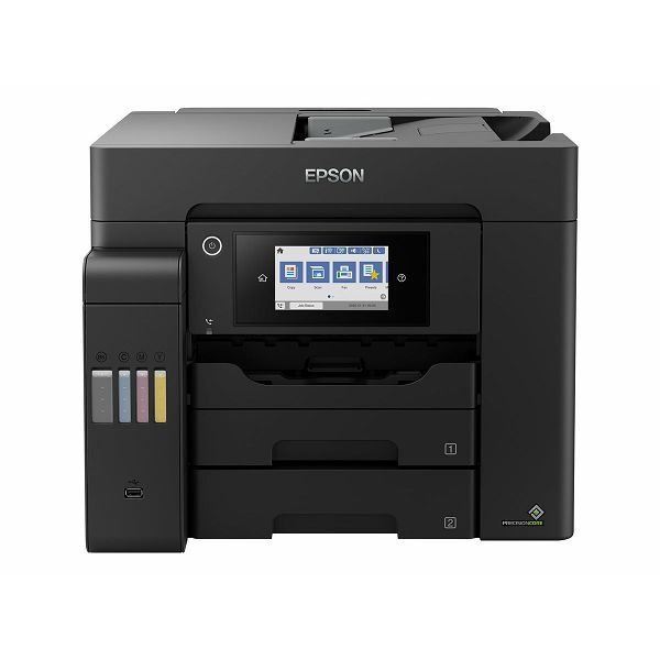 Epson EcoTank L6550 - Multifunction printer - colour - ink-jet - A4 - up to 25 ppm - 550 sheets - 33.6 Kbps - USB 2.0, Gigabit LAN, USB 2.0 host, Wi-Fi(ac) - black, C11CJ30402