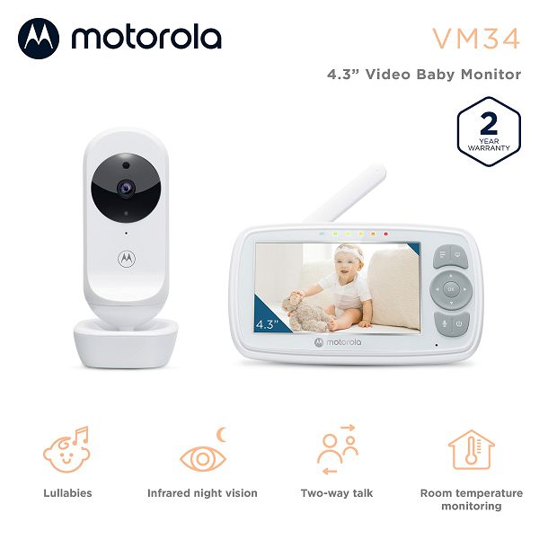 MOTOROLA BABYPHONE VM34 4.3" - video i audio monitor za nadzor bebe