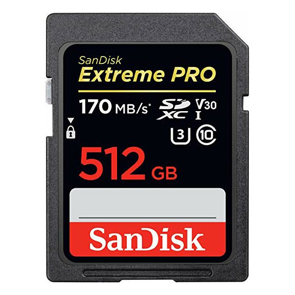 SanDisk Extreme Pro SDXC Card 512GB - 170MB/s V30 UHS-I U3, SDSDXXY-512G-GN4IN