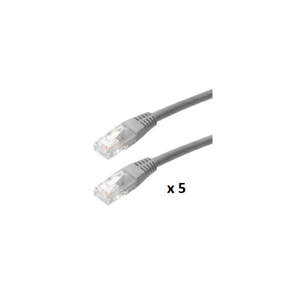 Patch kabel UTP Cat 5e, 0.5m, sivi, 5 kom