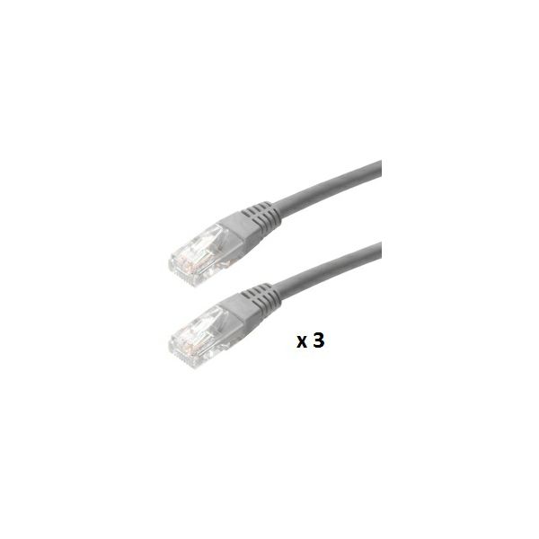 Patch kabel UTP Cat 5e, 10m, sivi, 3 kom